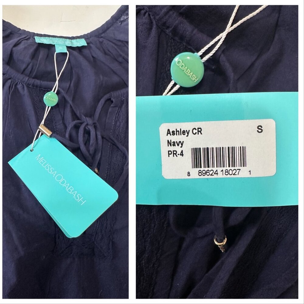 Melissa Odabash Ashley Eyelet Cotton Cover-up  Mini Dress, Size S Navy NWT - Picture 7 of 16